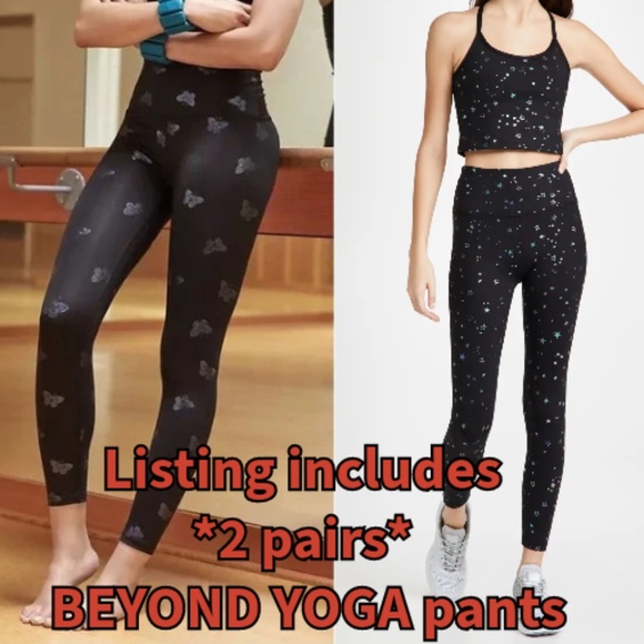 Beyond Yoga Pants - Beyond Yoga Small Butterfly Shine & Tossed Star High Waisted 7/8 Midi Leggings